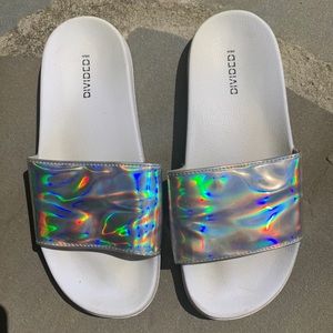 H&M holographic slide sandals